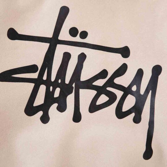 Men's Stussy Cream Printed Hooded Drawstring Sweatshirt Size: M - Picture 2 of 12